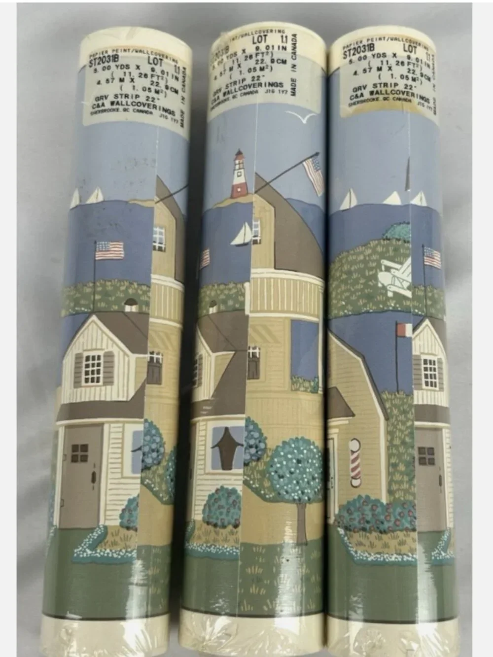 Vintage Wallpaper Border Lot Of 3 Rolls 5 Yards C&A Wallcoverings Coastal Beach